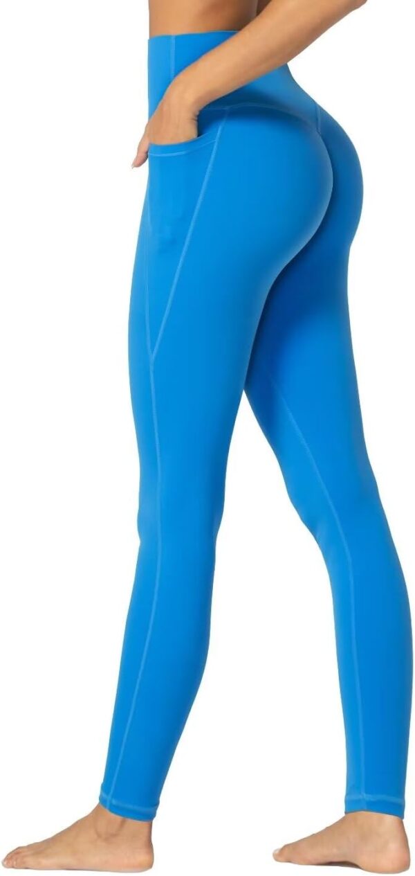Sunzfly Hidden Butt Scrunch Workout Leggings with Pockets for Women, No Front Seam Gym Yoga Pants with Tummy Control 28" - Image 2