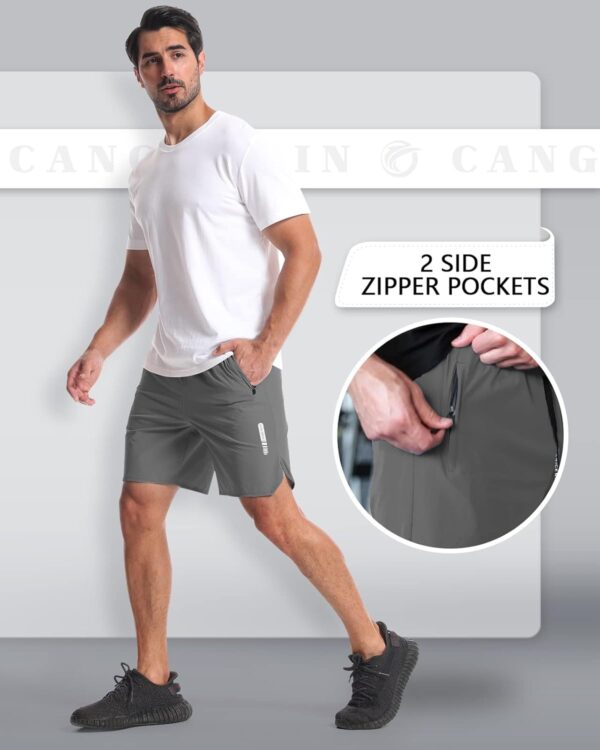 CANGHPGIN 2 Pack Mens Workout Athletic Shorts 7 inch Inseam Quick Dry Hiking Shorts Men Lightweight Sports Gym Shorts Running - Image 5
