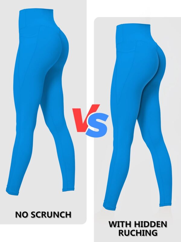 Sunzfly Hidden Butt Scrunch Workout Leggings with Pockets for Women, No Front Seam Gym Yoga Pants with Tummy Control 28" - Image 4