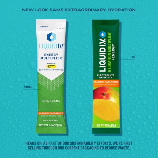 Liquid I.V.® Hydration Multiplier +Energy - Mango Tamarind | Electrolyte Powder Drink Mix | 1 Pack (14 Servings) - Image 4