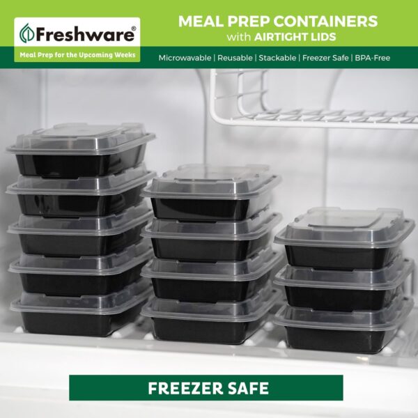 Freshware Meal Prep Containers [50 Pack] 1 Compartment with Lids, Food Storage Containers, Bento Box, BPA Free, Stackable, Microwave/Dishwasher/Freezer Safe (24 oz) - Image 9