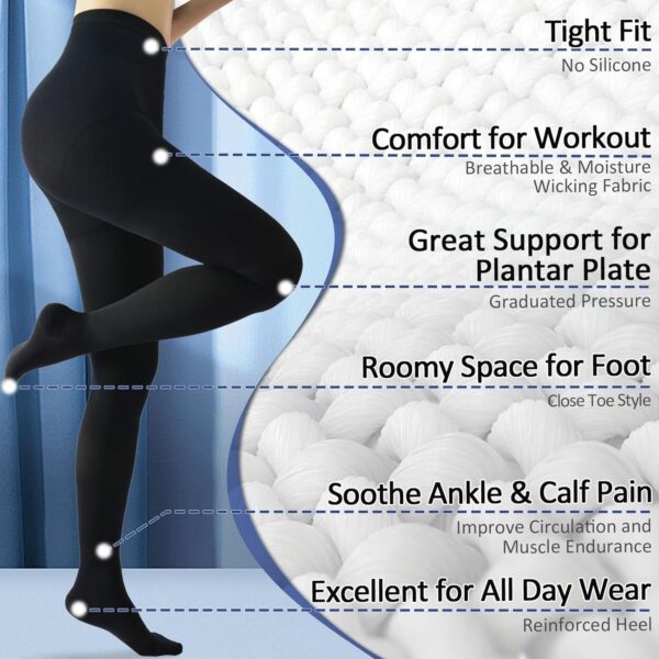Beister Medical Compression Pantyhose for Women & Men, Opaque Closed Toe 20-30mmHg Graduated Support Tight - Image 4