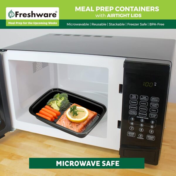 Freshware Meal Prep Containers [50 Pack] 1 Compartment Food Storage Containers with Lids, Bento Box, BPA Free, Stackable, Microwave/Dishwasher/Freezer Safe (16 oz) - Image 7