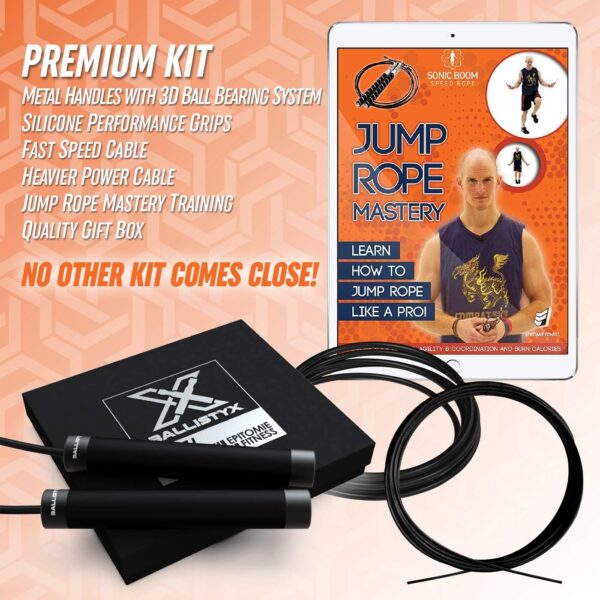 Ballistyx Jump Rope - Premium Speed Jump Rope with 360 Degree Spin, Steel Handles, Silicone Grips and 2 x Adjustable Cables - for Crossfit, Gym & Home Fitness Workouts & More - Image 10