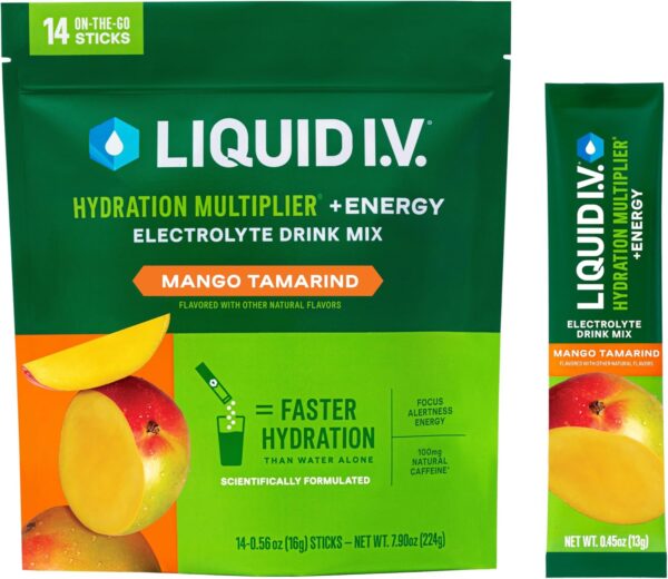 Liquid I.V.® Hydration Multiplier +Energy - Mango Tamarind | Electrolyte Powder Drink Mix | 1 Pack (14 Servings) - Image 2