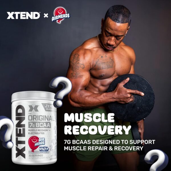 Xtend XTEND Original BCAA Powder Airheads Candy Flavor, 7g BCAA and 2.5g L-Glutamine, Sugar Free Post Workout Muscle Recovery Drink with Amino Acids for Men & Women, 30 Servings - Image 7