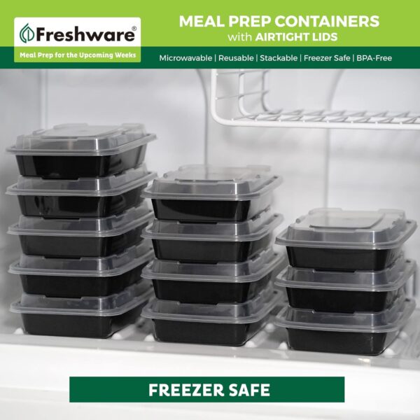 Freshware Meal Prep Containers [50 Pack] 1 Compartment Food Storage Containers with Lids, Bento Box, BPA Free, Stackable, Microwave/Dishwasher/Freezer Safe (16 oz) - Image 9