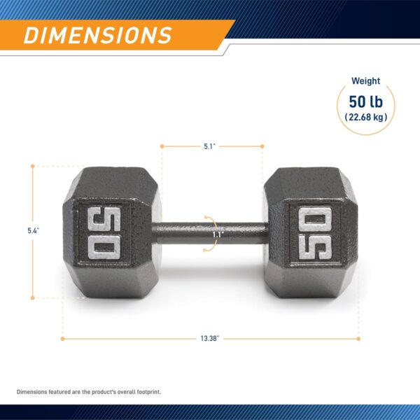Marcy Cast Iron Hex Dumbbells Collection - Available size from 3-lb to 100-lb, SOLD INDIVIDUALLY - Image 3