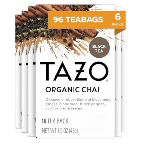 TAZO Tea Bags, Black Tea, Regenerative Organic Chai Tea, 16 Count (Pack of 6) - Image 2