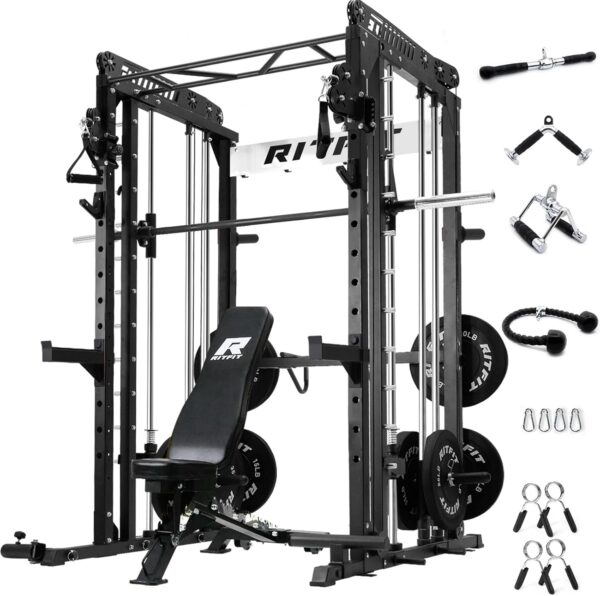 RitFit M1 & M1 Pro Smith Machine with Cable Crossover System, Multi-Function Squat Rack Power Cage for Home Gym, Power Rack and Packages - Image 2