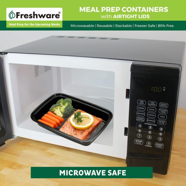 Freshware Meal Prep Containers [50 Pack] 1 Compartment with Lids, Food Storage Containers, Bento Box, BPA Free, Stackable, Microwave/Dishwasher/Freezer Safe (24 oz) - Image 7
