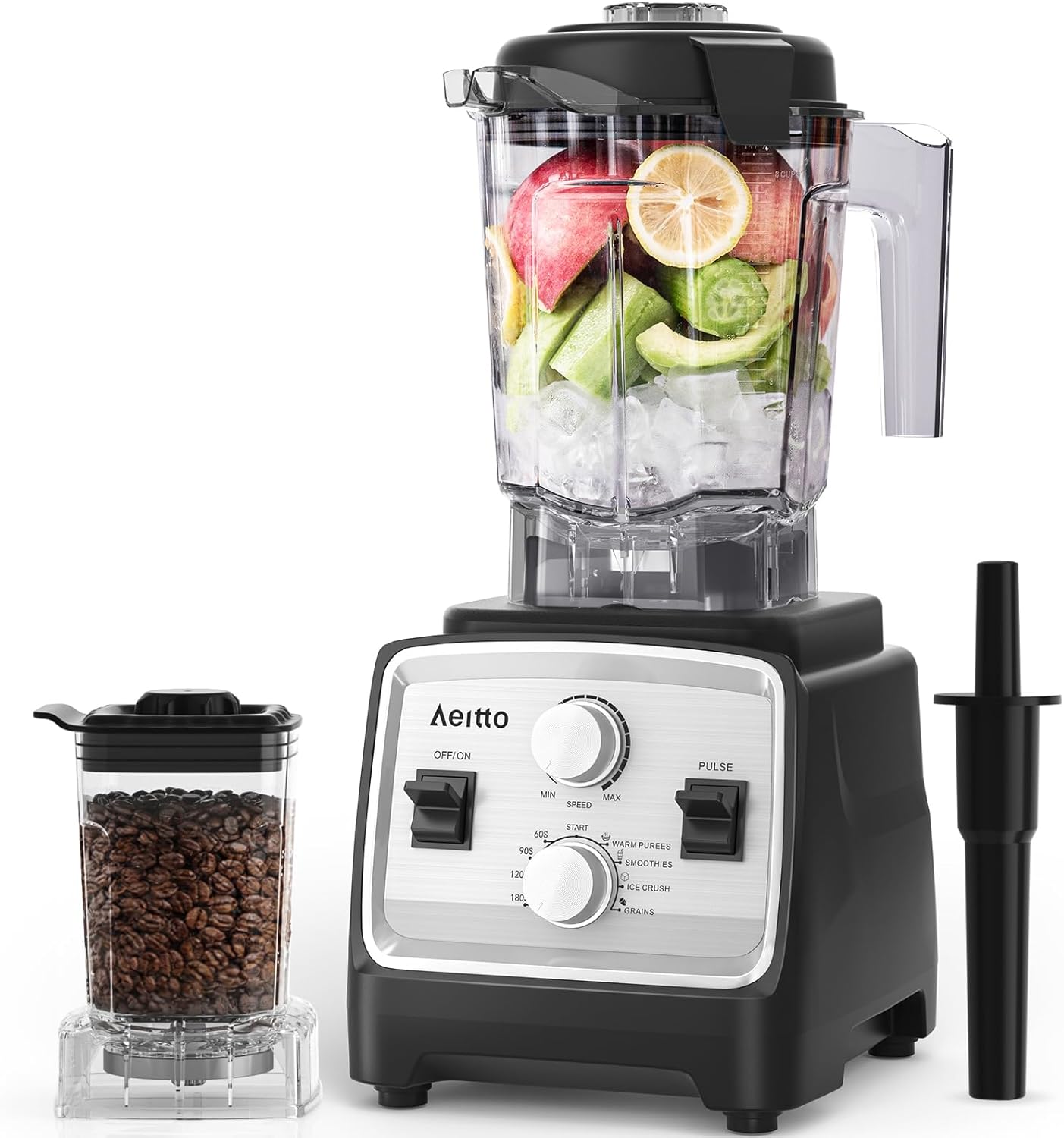 Aeitto Blender, Blenders for Kitchen with 1800W Motor, 68Oz. Large Capacity, 2-in-1 Blender & Grinder Combo, BPA-Free Countertop Professional Blender for Smoothies, Ice Crush, Frozen Drinks, Silver - Image 2