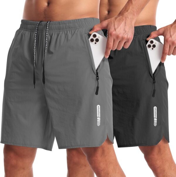 CANGHPGIN 2 Pack Mens Workout Athletic Shorts 7 inch Inseam Quick Dry Hiking Shorts Men Lightweight Sports Gym Shorts Running - Image 2