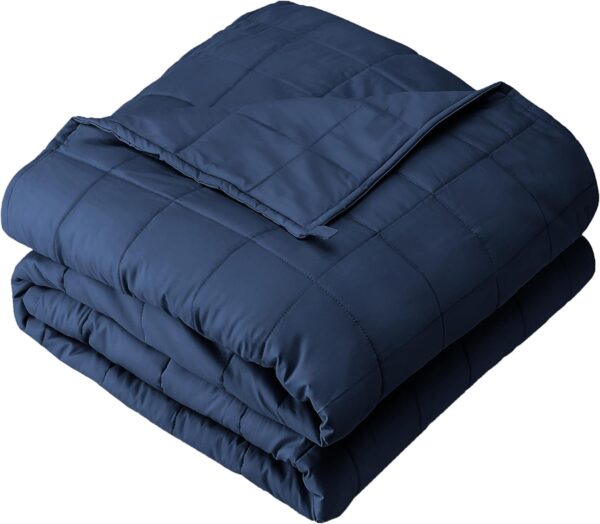 Bare Home Weighted Blanket Queen Size 17lbs (60" x 80") for Adults - All-Natural 100% Cotton - Premium Heavy Blanket Nontoxic Glass Beads (Dark Blue, 60"x80") - Image 2