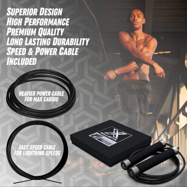 Ballistyx Jump Rope - Premium Speed Jump Rope with 360 Degree Spin, Steel Handles, Silicone Grips and 2 x Adjustable Cables - for Crossfit, Gym & Home Fitness Workouts & More - Image 4