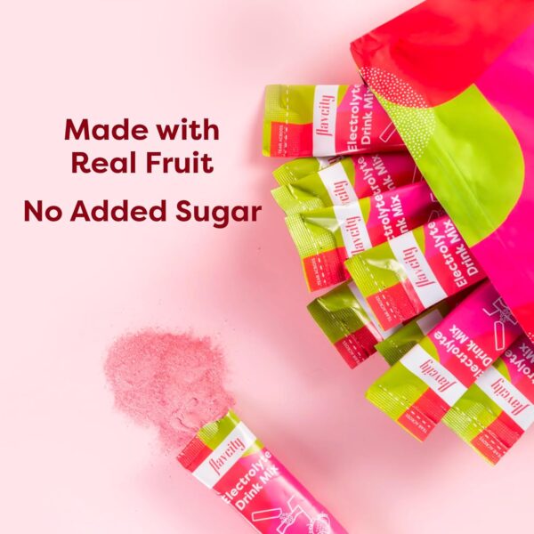 FlavCity Strawberry Limeade Electrolytes Drink Mix, 28 On-The-Go Stick Packs - Healthy Electrolytes Powder Packets Made with Real Fruit - Keto Powdered Drink with No Added Sugar, Gluten-Free - Image 7