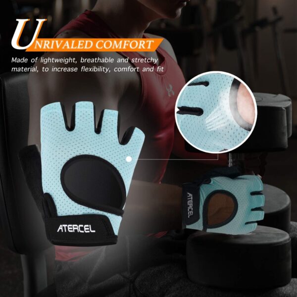 ATERCEL Weight Lifting Gloves Full Palm Protection, Workout Gloves for Gym, Cycling, Exercise, Breathable, Super Lightweight for Mens and Women - Image 4