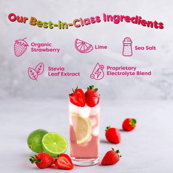 FlavCity Strawberry Limeade Electrolytes Drink Mix, 28 On-The-Go Stick Packs - Healthy Electrolytes Powder Packets Made with Real Fruit - Keto Powdered Drink with No Added Sugar, Gluten-Free - Image 6