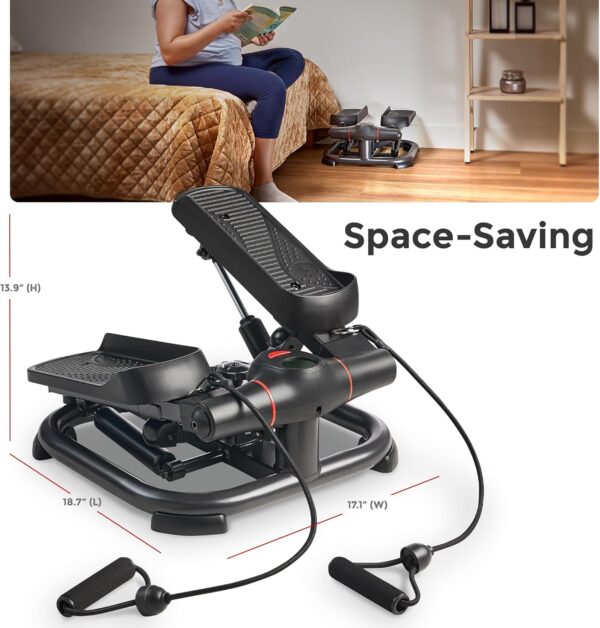 Sunny Health & Fitness 2-in-1 Premium Power Stepper with Resistance Bands, Low-Impact Cardio, Space-Saving, Height-Adjustable, with Enhanced Bluetooth Connectivity with Free SunnyFit App - Image 8