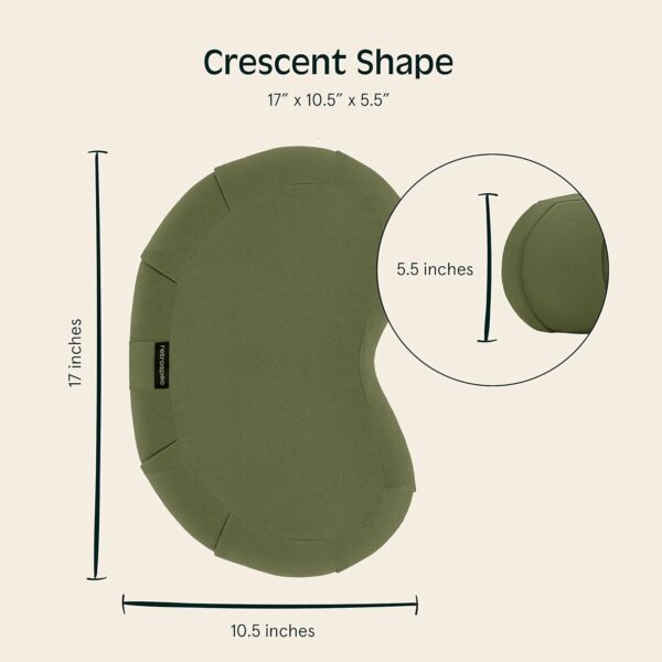 Retrospec Sedona Zafu Meditation Cushion Filled w/Buckwheat Hulls - Yoga Pillow for Meditation Practices - Machine Washable 100% Cotton Cover & Durable Carry Handle; Crescent, Basil - Image 5