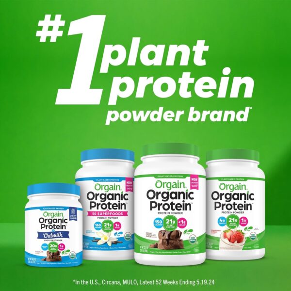Orgain Organic Vegan Protein + 50 Superfoods Powder, Vanilla Bean - 21g Plant Based Protein, 8g Prebiotic Fiber, No Lactose Ingredients, Gluten Free, Non-GMO, 2.02 lb (Packaging May Vary) - Image 8