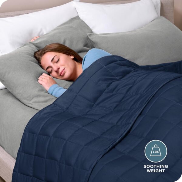 Bare Home Weighted Blanket Queen Size 17lbs (60" x 80") for Adults - All-Natural 100% Cotton - Premium Heavy Blanket Nontoxic Glass Beads (Dark Blue, 60"x80") - Image 3