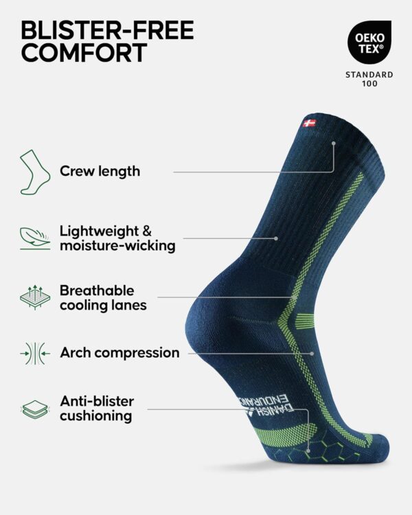 DANISH ENDURANCE Cushioned Running Socks for Long Distances, Crew Length, Anti-Blister for Men & Women, 3 and 5 Pack - Image 3