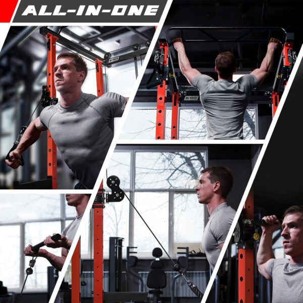 RitFit Power Cage with Optional LAT PullDown/Cable Crossover/Smith Machine System, 1000LB Squat Rack for Home & Garage Gym, with Weight Storage Rack and More Training Attachments, ASTM-Certified - Image 5