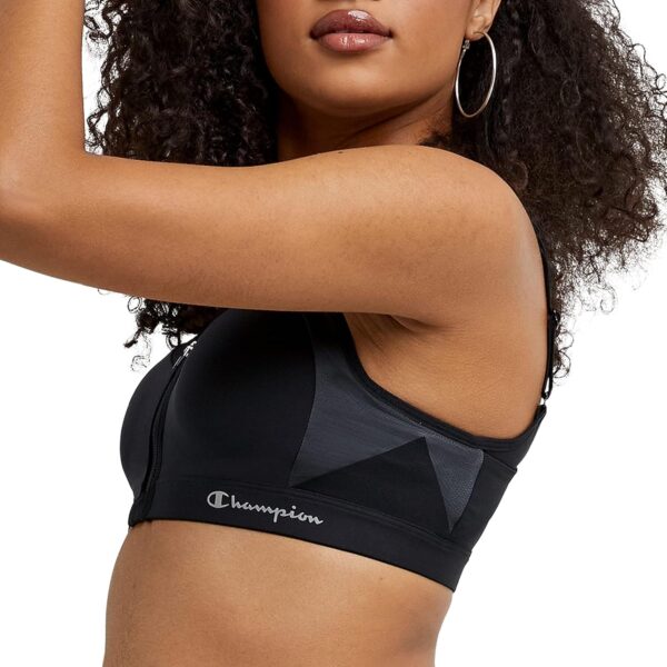 Champion Women's Sports Bra, Motion Control Zip High-impact Sports Bra, Wirefree Bra for Women - Image 4