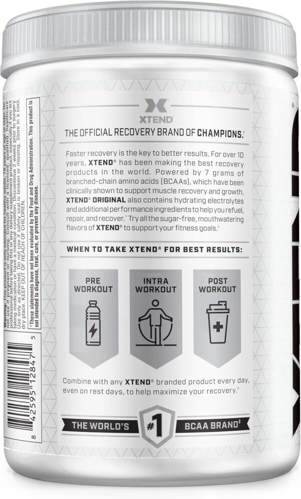 Xtend XTEND Original BCAA Powder Airheads Candy Flavor, 7g BCAA and 2.5g L-Glutamine, Sugar Free Post Workout Muscle Recovery Drink with Amino Acids for Men & Women, 30 Servings - Image 4