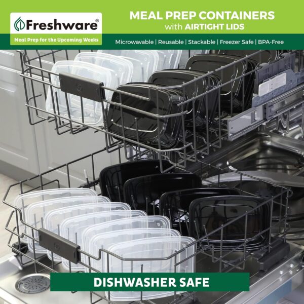 Freshware Meal Prep Containers [50 Pack] 1 Compartment Food Storage Containers with Lids, Bento Box, BPA Free, Stackable, Microwave/Dishwasher/Freezer Safe (16 oz) - Image 8