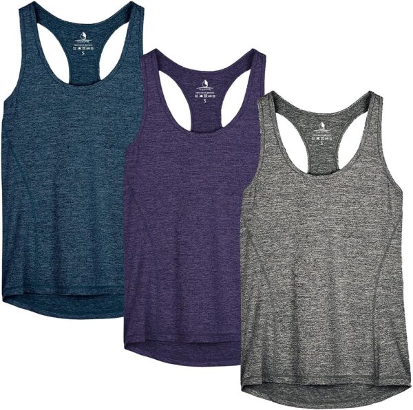 icyzone Women's Racerback Workout Athletic Running Tank Tops (Pack of 3) - Image 2