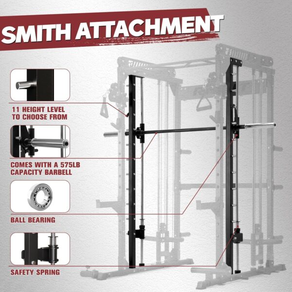 RitFit M1 & M1 Pro Smith Machine with Cable Crossover System, Multi-Function Squat Rack Power Cage for Home Gym, Power Rack and Packages - Image 7