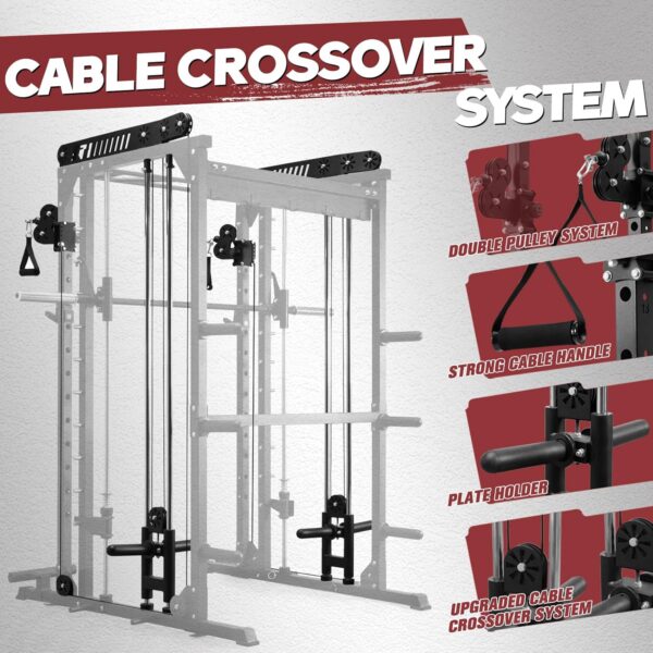 RitFit M1 & M1 Pro Smith Machine with Cable Crossover System, Multi-Function Squat Rack Power Cage for Home Gym, Power Rack and Packages - Image 6