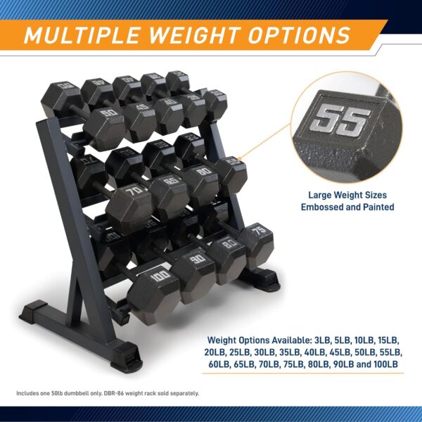 Marcy Cast Iron Hex Dumbbells Collection - Available size from 3-lb to 100-lb, SOLD INDIVIDUALLY - Image 6