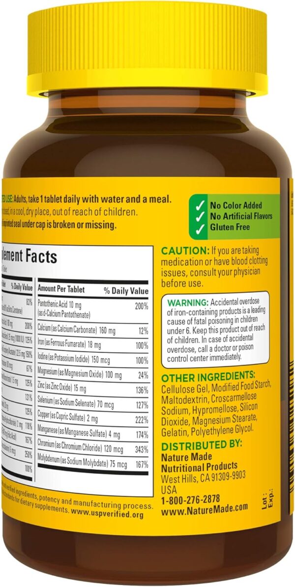Nature Made Multivitamin Tablets with Iron, Multivitamin for Women and Men for Daily Nutritional Support, 130 Tablets, 130 Day Supply - Image 9