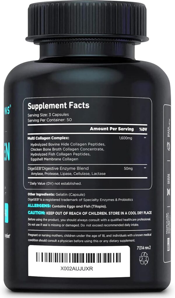 Vital Vitamins Collagen for Women & Men - Type I, II, III, V, X Multi Collagen Pills - Grass Fed, Non-GMO - 150 Capsules - Image 6