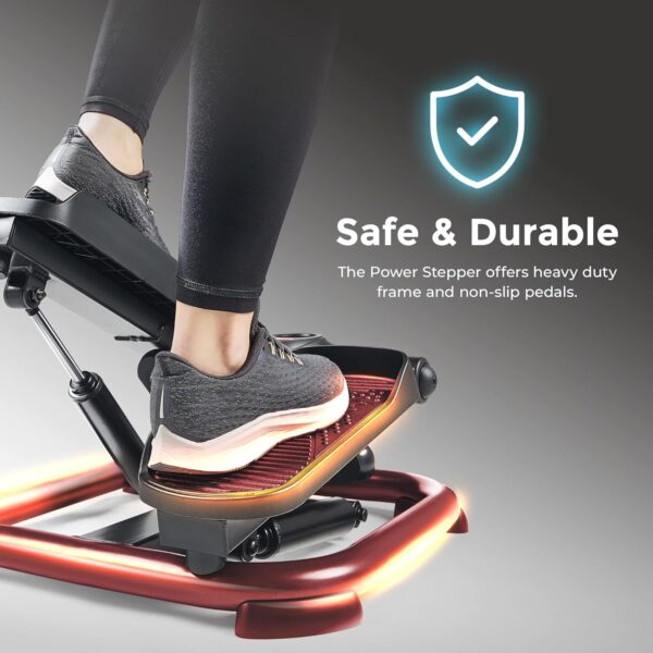 Sunny Health & Fitness 2-in-1 Premium Power Stepper with Resistance Bands, Low-Impact Cardio, Space-Saving, Height-Adjustable, with Enhanced Bluetooth Connectivity with Free SunnyFit App - Image 7