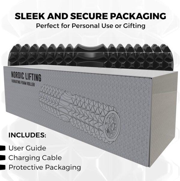 Nordic Lifting Vibrating Foam Roller w/ 5 Intensity Vibration, High Density EVA Foam for Deep Tissue Massage & Muscle Recovery - Ideal for Back Pain, Plantar Fasciitis Relief, Physical Therapy - Black - Image 8