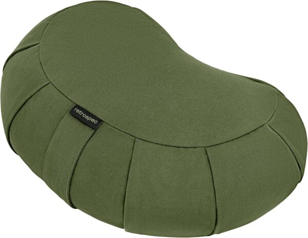 Retrospec Sedona Zafu Meditation Cushion Filled w/Buckwheat Hulls - Yoga Pillow for Meditation Practices - Machine Washable 100% Cotton Cover & Durable Carry Handle; Crescent, Basil - Image 2