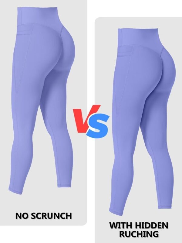 Sunzfly Invisible Butt Scrunch Workout Leggings with Pockets for Women, No Front Seam Gym Yoga Pants with Tummy Control - Image 4