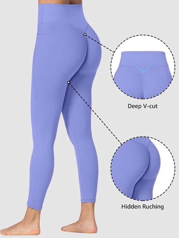 Sunzfly Invisible Butt Scrunch Workout Leggings with Pockets for Women, No Front Seam Gym Yoga Pants with Tummy Control - Image 3