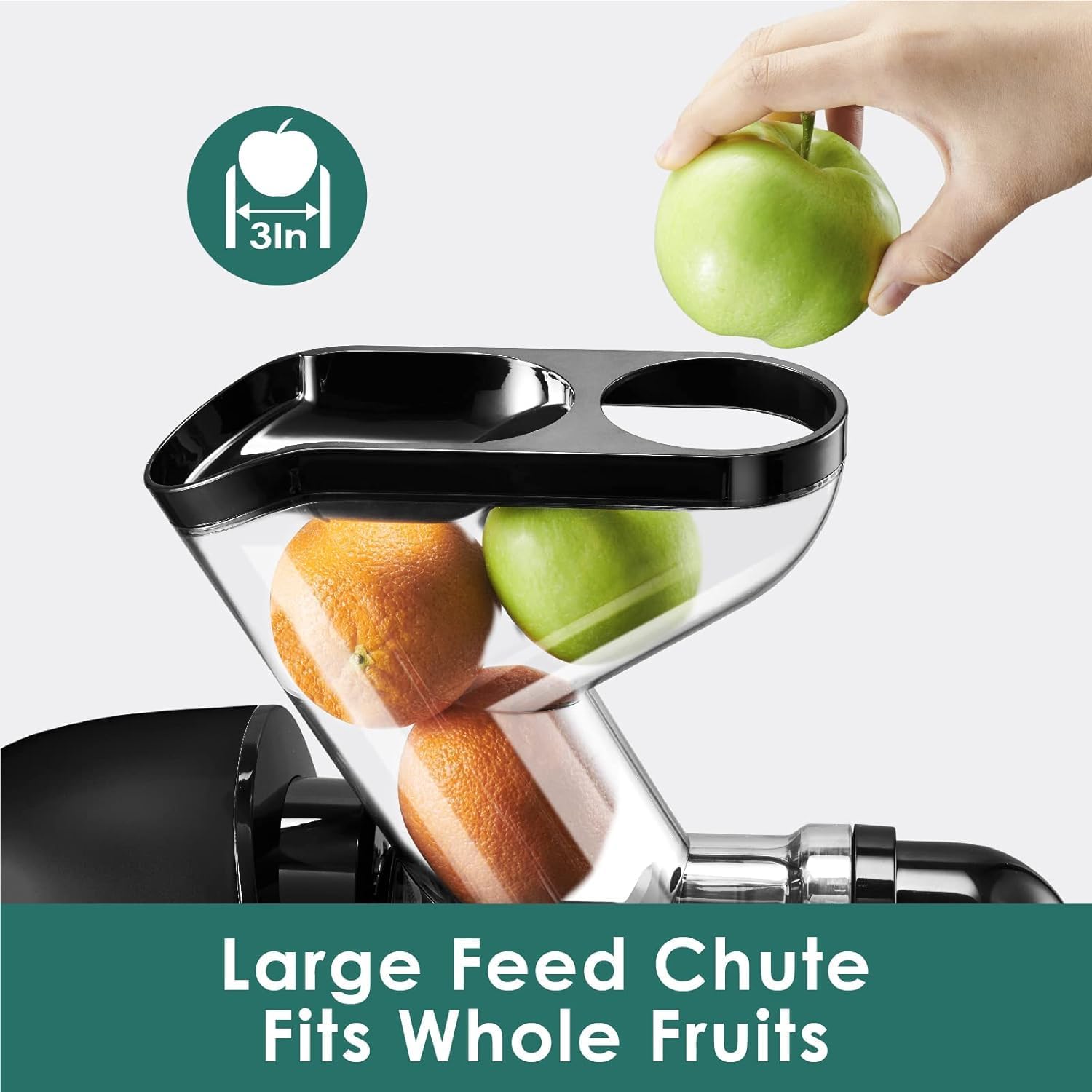 Masticating Slow Juicers, 3-inch Wide Feeding Chute Cold Press Juicer, Celery Juicer, Juicer Machines Vegetable and Fruit,Juice Recipes Included, 2 Speed, BPA-Free, Easy Clean, 200W(Black) - Image 4