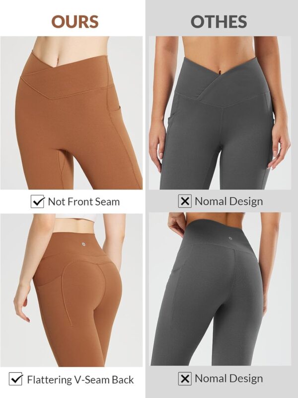 BALEAF Women's Leggings with Pockets 25" V Cross Waist Workout Leggings Tummy Control Yoga Ankle Pants - Image 7