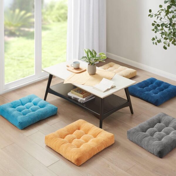 Meditation Floor Pillow Set of 2, Square Large Pillows Seating for Adults, Tufted Corduroy Floor Cushion for Tatami Living Room, Grey, 22x22 Inch - Image 8