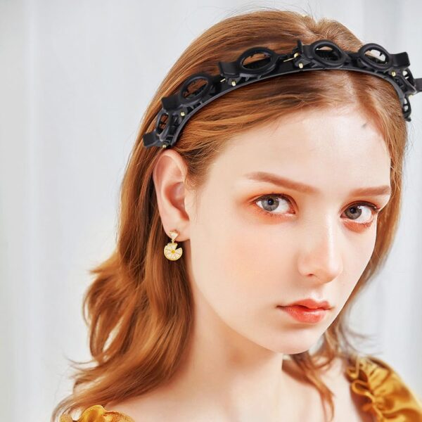 2PCS Headband With Clips, 2024 New Hairband with Clips Headbands for Women, Premium Double Bangs Hairstyle Hairpin Hair Clip Headband Hollow Woven Headband Hair Accessories (Coffee, Large) - Image 8