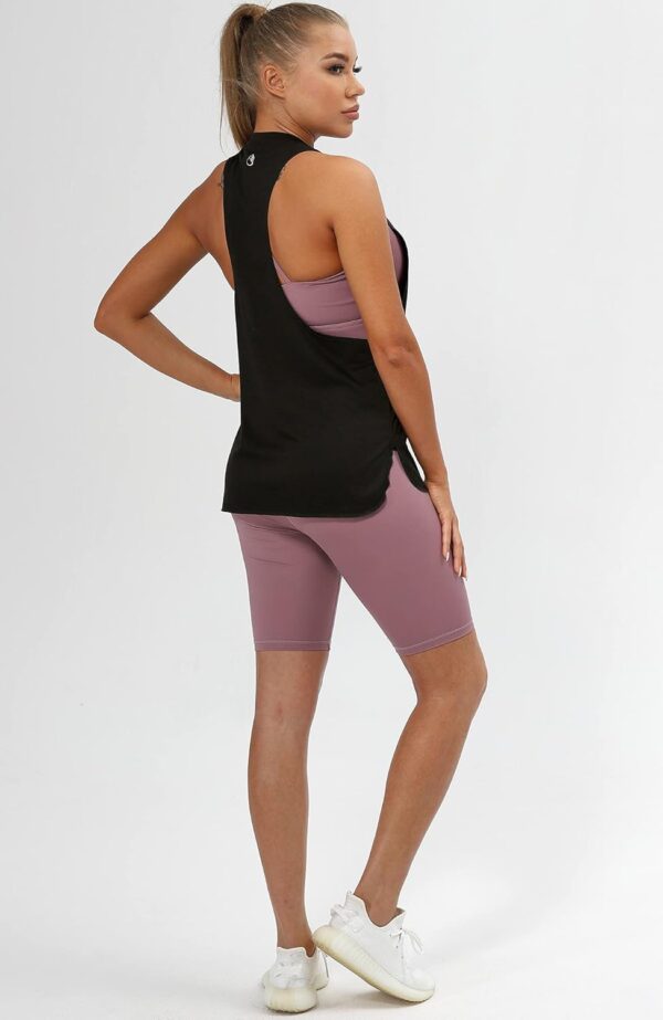 icyzone Women's Racerback High Neck Workout Athletic Yoga Muscle Tank Tops - Image 3