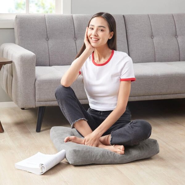 Meditation Floor Pillow Set of 2, Square Large Pillows Seating for Adults, Tufted Corduroy Floor Cushion for Tatami Living Room, Grey, 22x22 Inch - Image 6
