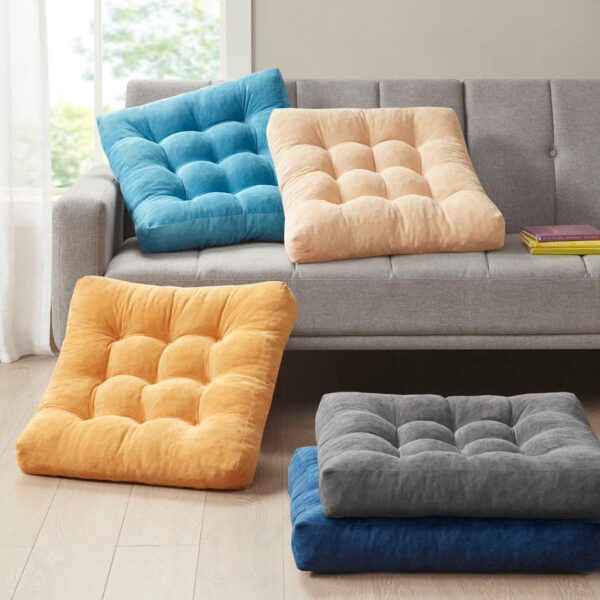 Meditation Floor Pillow Set of 2, Square Large Pillows Seating for Adults, Tufted Corduroy Floor Cushion for Tatami Living Room, Grey, 22x22 Inch - Image 7