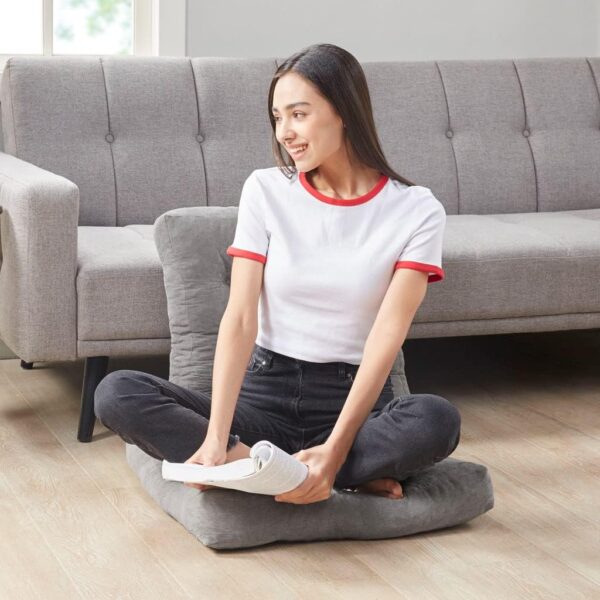 Meditation Floor Pillow Set of 2, Square Large Pillows Seating for Adults, Tufted Corduroy Floor Cushion for Tatami Living Room, Grey, 22x22 Inch - Image 5